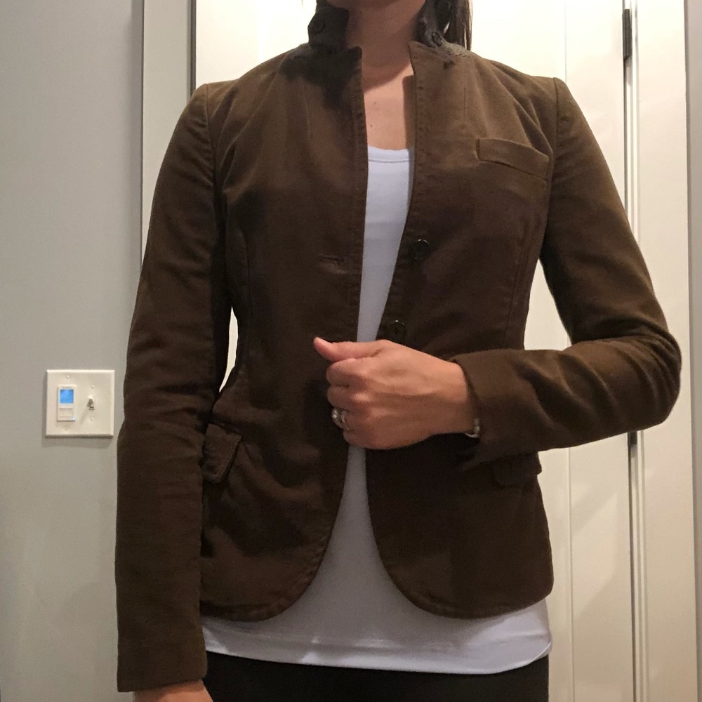 VINTAGE J. Crew Chocolate Brown Felt Riding Blazer Size XS